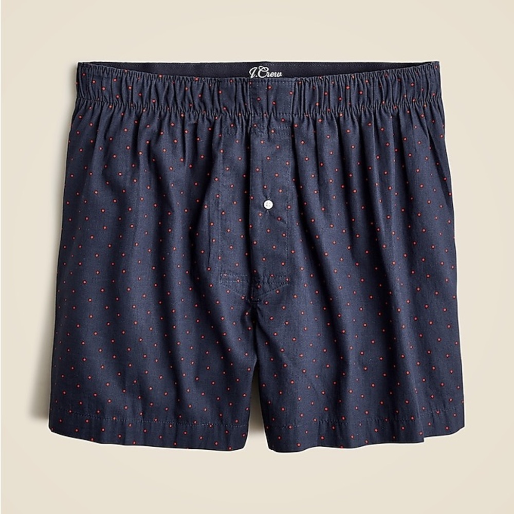 NWT J.Crew Men’s Printed boxers Dot Place Navy Small Cotton Preppy Casual